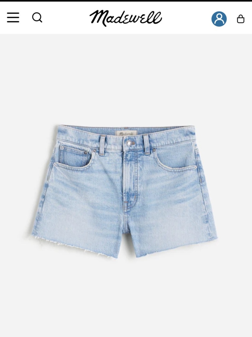 Madewell Light Wash Denim Cutoff Shorts